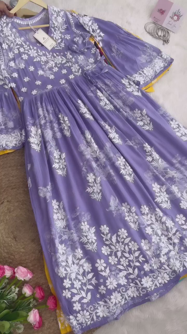 Buy Chikankari Angrakha Kurti in Mulmul Cotton Fabric for Women, Shop Authentic Lucknow Chikankari Angrakha Kurtis Online at Best Price Only at Thechikanlabel. 6