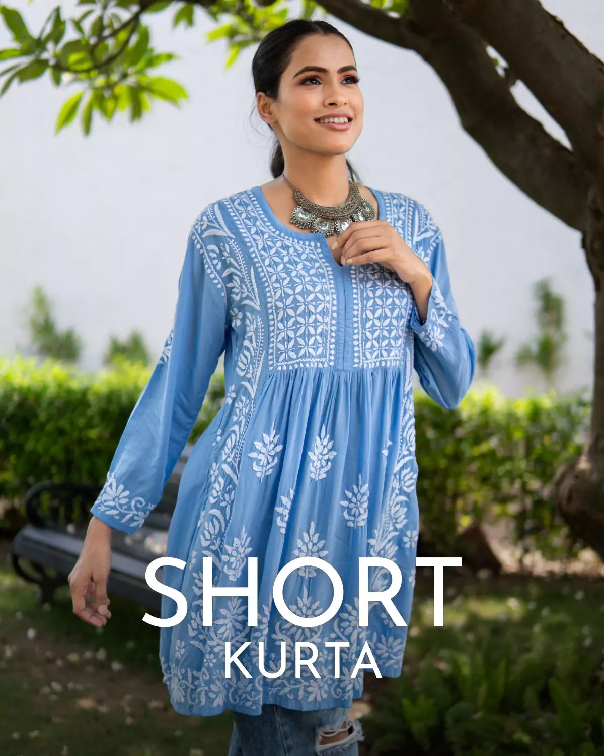 short kurta collection from the chikan label