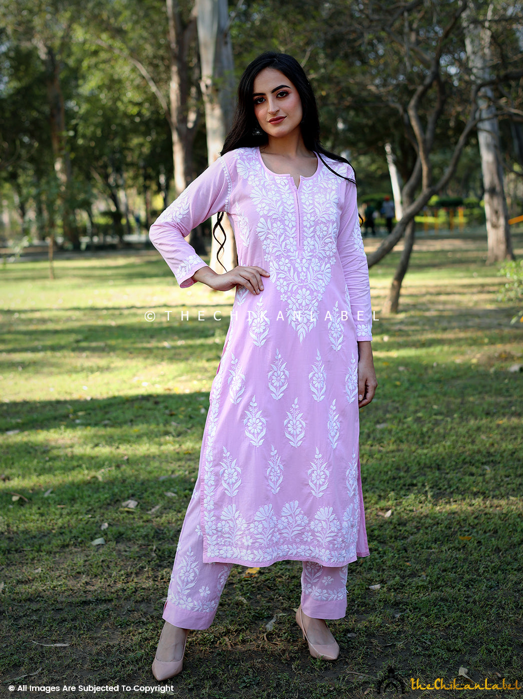 Buy chikankari kurti pant set online at best price, Shop authentic Lucknow chikankari handmade kurti pant set in modal fabric for women