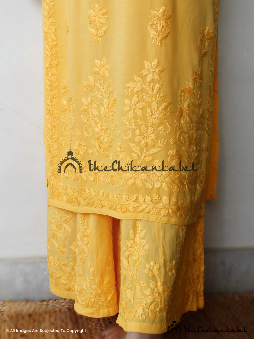 Yellow Roza Modal Chikankari Kurta Set