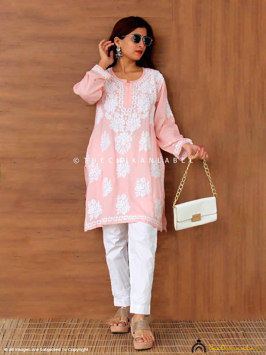 Peach Kaifiyat Modal Peach Kaifiyat Modal Chikankari Tunic Top ,Chikankari Tunic Top in Modal Fabric For Woman
