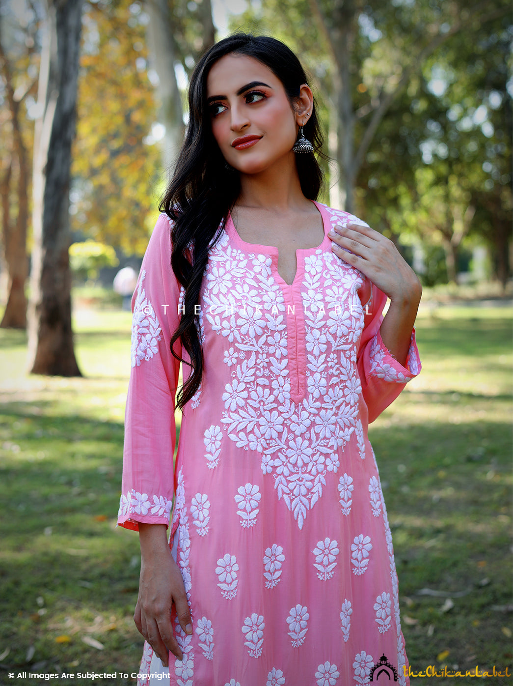 Baby Pink Sifar Modal Chikankari Straight Kurti ,Chikankari Straight Kurti in Modal fabric For Woman