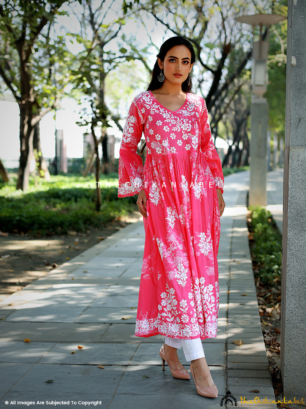 Buy Chikankari Angrakha Kurti in Mulmul Cotton Fabric for Women, Shop Authentic Lucknow Chikankari Angrakha Kurtis Online at Best Price Only at Thechikanlabel.