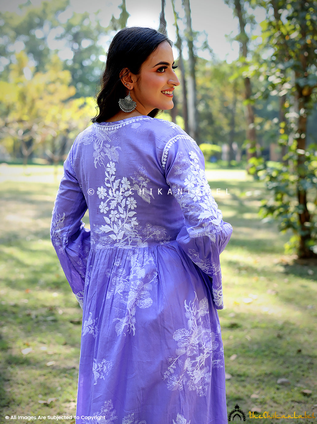 Lavender Biba Mulmul Cotton Chikankari Angrakha ,Chikankari Angrakha in Mulmul Fabric For Woman