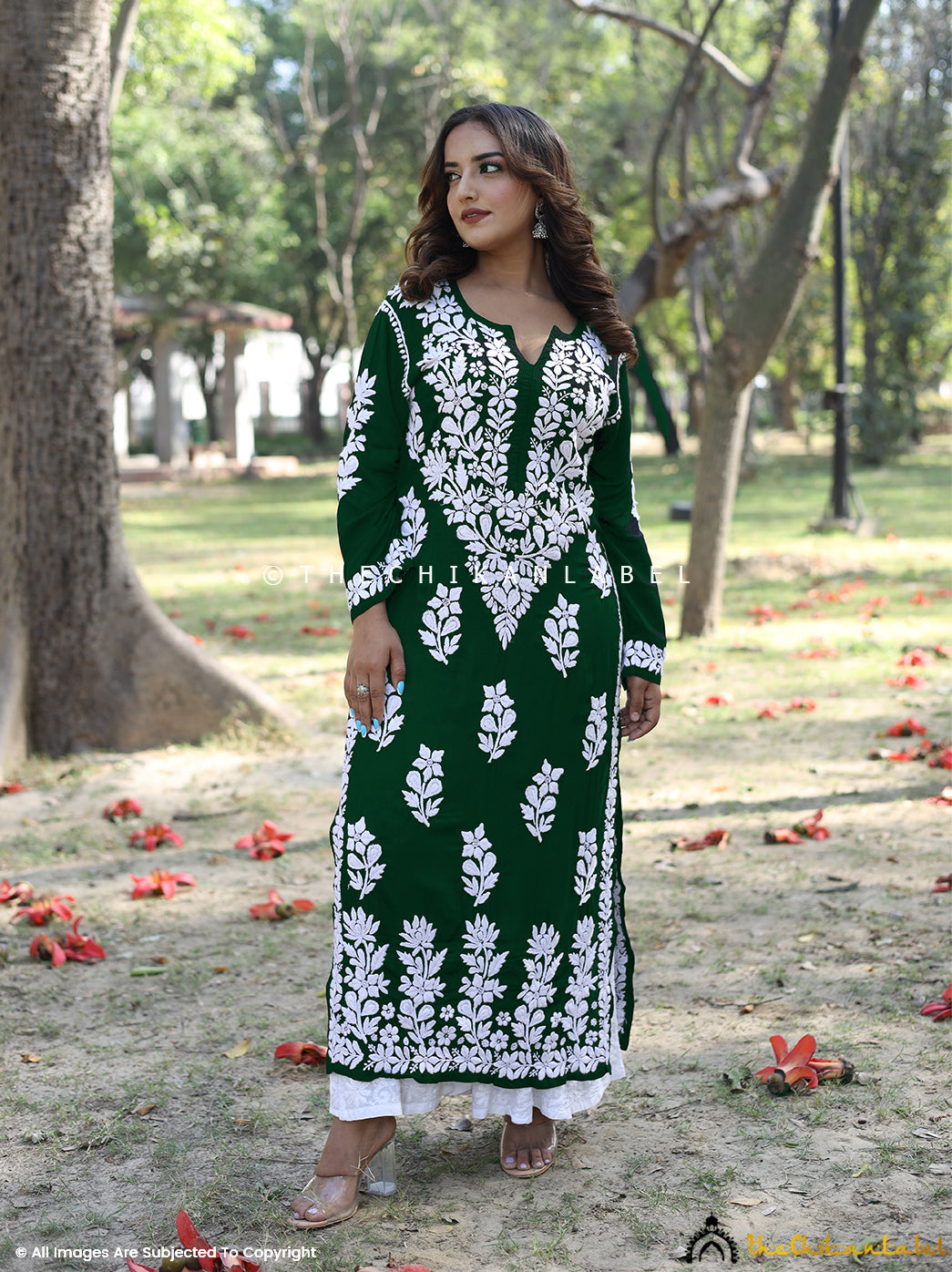 Green Simar Chikankari Straight Kurti ,Chikankari Straight Kurti in Modal Cotton For Woman