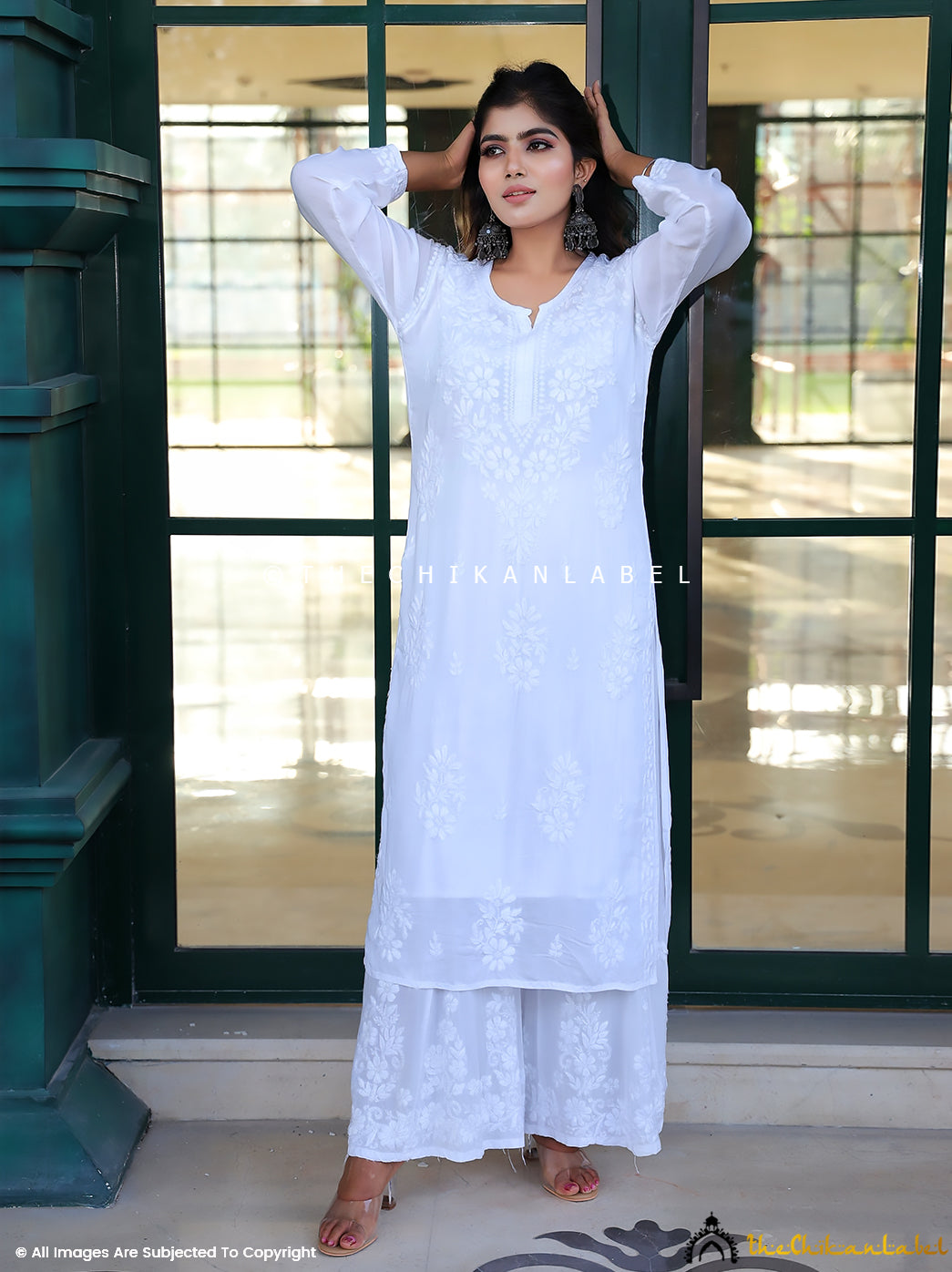 White Arya Modal Chikankari Straight Kurti ,Chikankari Straight Kurti in Modal Fabric For Woman