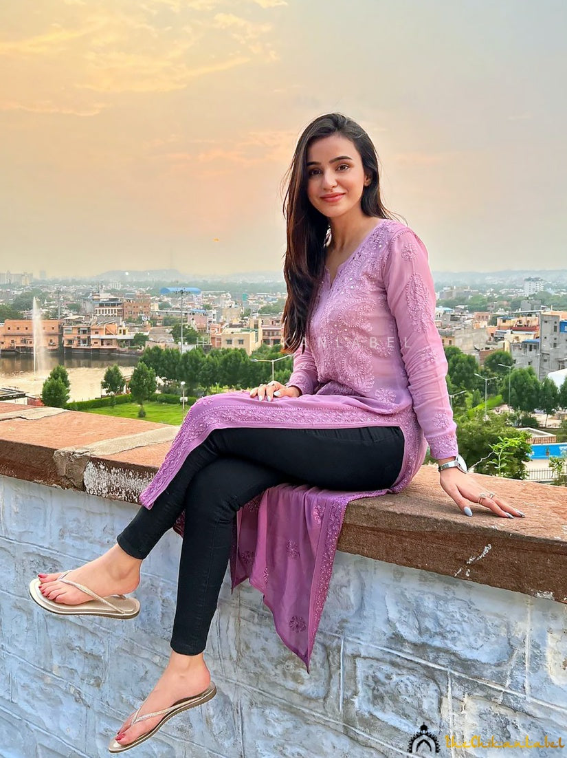 Ankita Sharma Meiraa Viscose Chikankari Straight Kurti