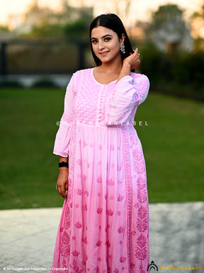 Baby Pink Falak Modal Chikankari Anarkali