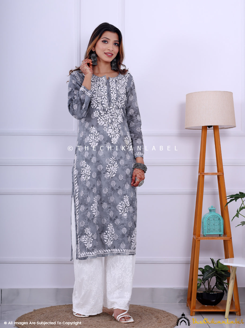 C-Shaped Grey Color Kurti... | Cotton outfit, A line kurti, Kurti