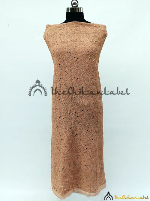 Beige Siya Viscose Chikankari Un-stitched Suit
