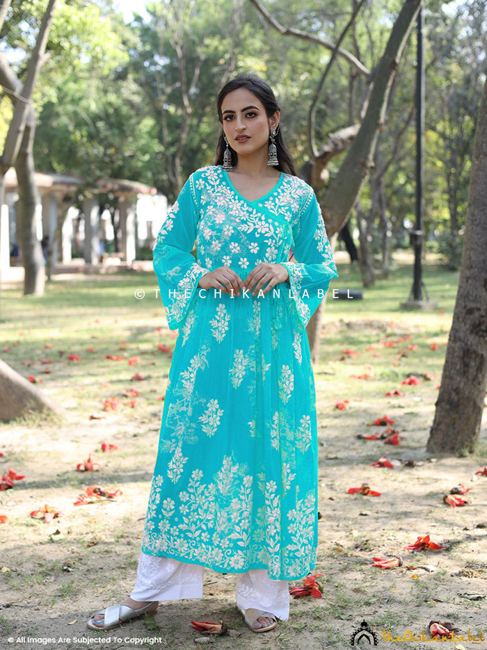 Ada Hand Embroidery Lucknowi Chikankari Pure Cotton Kurta Kurti for Women  2XS236273 Pink : Amazon.in: Fashion