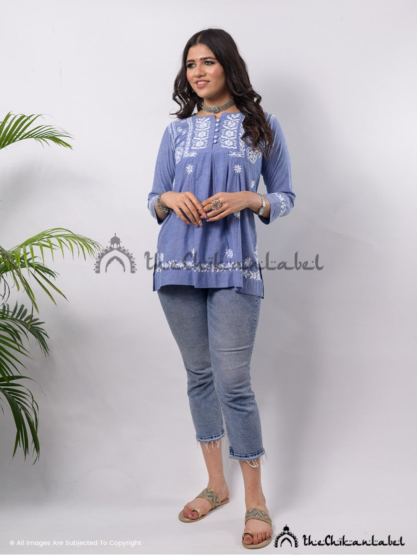 Buy Chikankari Short Tops in Cambric Cotton Fabric for Women, Shop Authentic Lucknow Chikankari Short Tops Online at Best Price Only at Thechikanlabel.