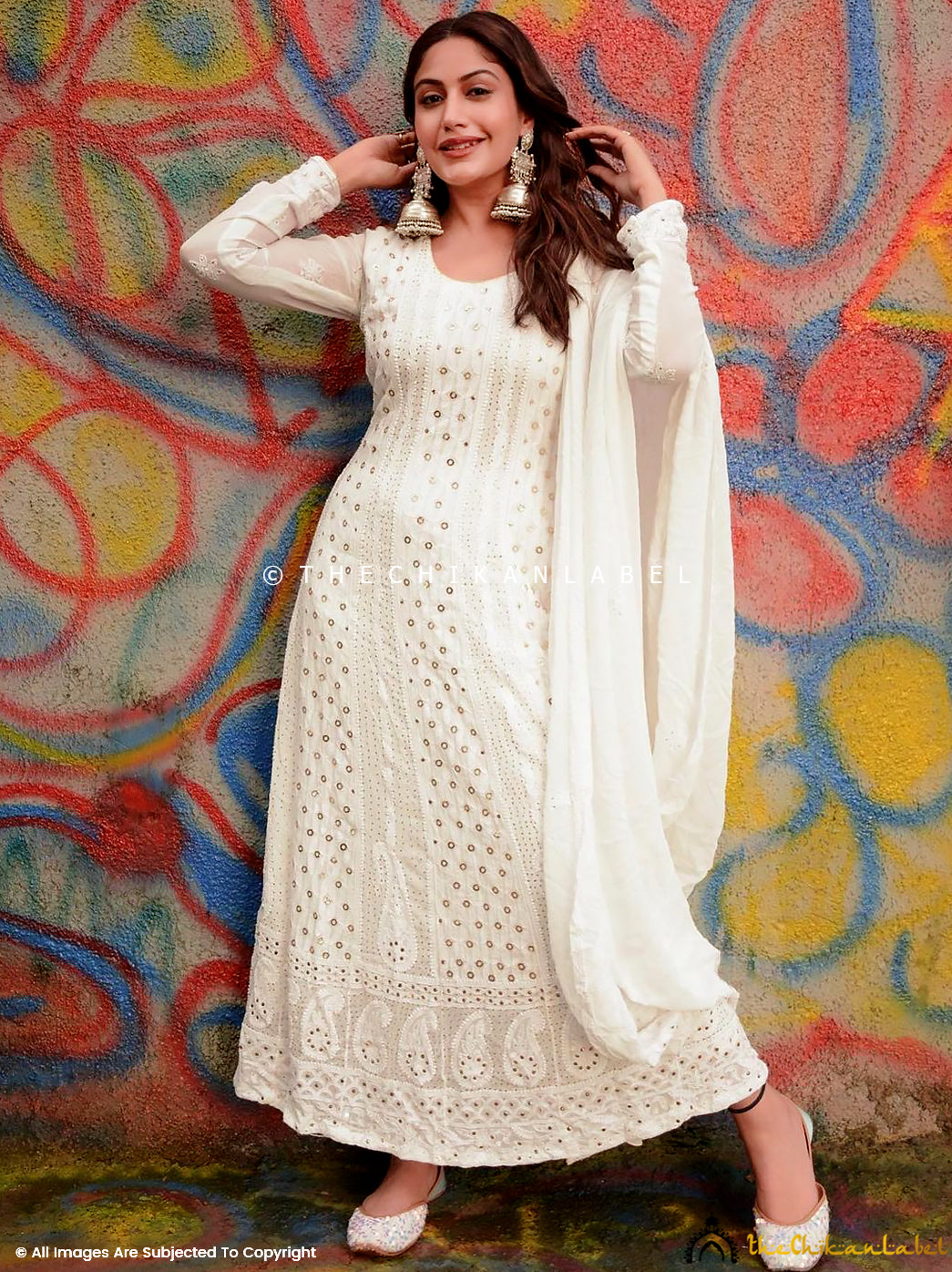 Luxe anarkali gown with square neckline and detailed embroidery on bodice and sleeves, designed for formal Indian events

