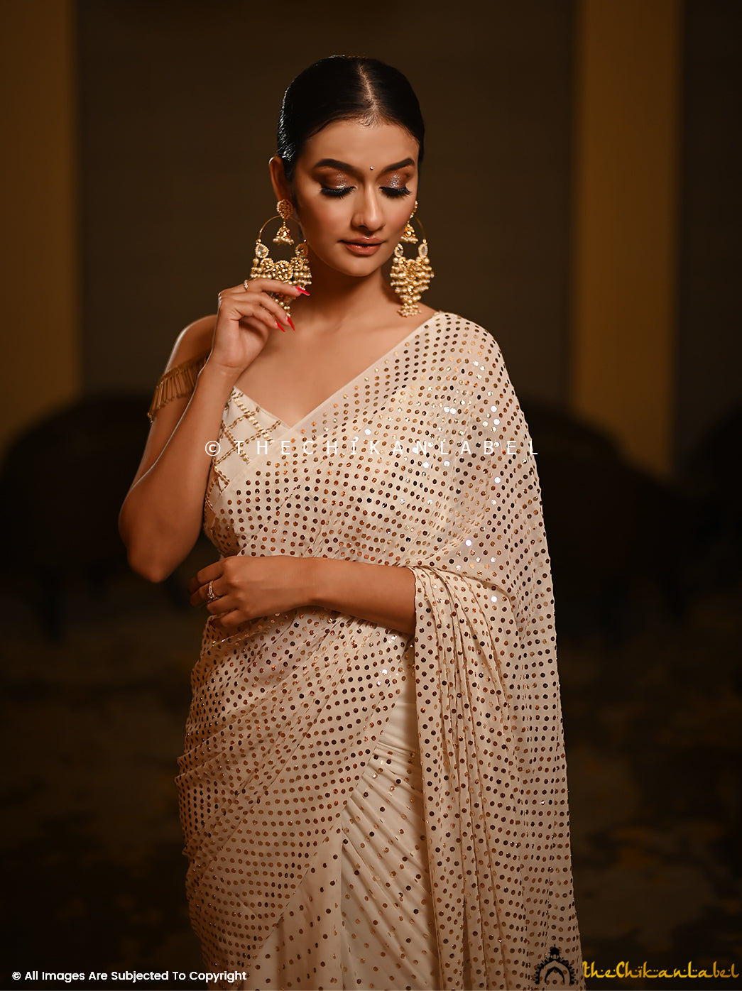 Isabelle gorgette chikankari saree – Safrina Fashion