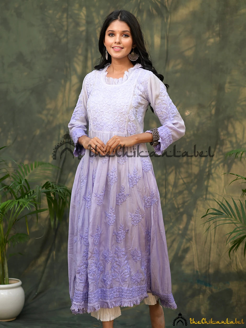 Lavender Pure Silk Bandhani Banarasi Dress Material | KaLa Bandhej