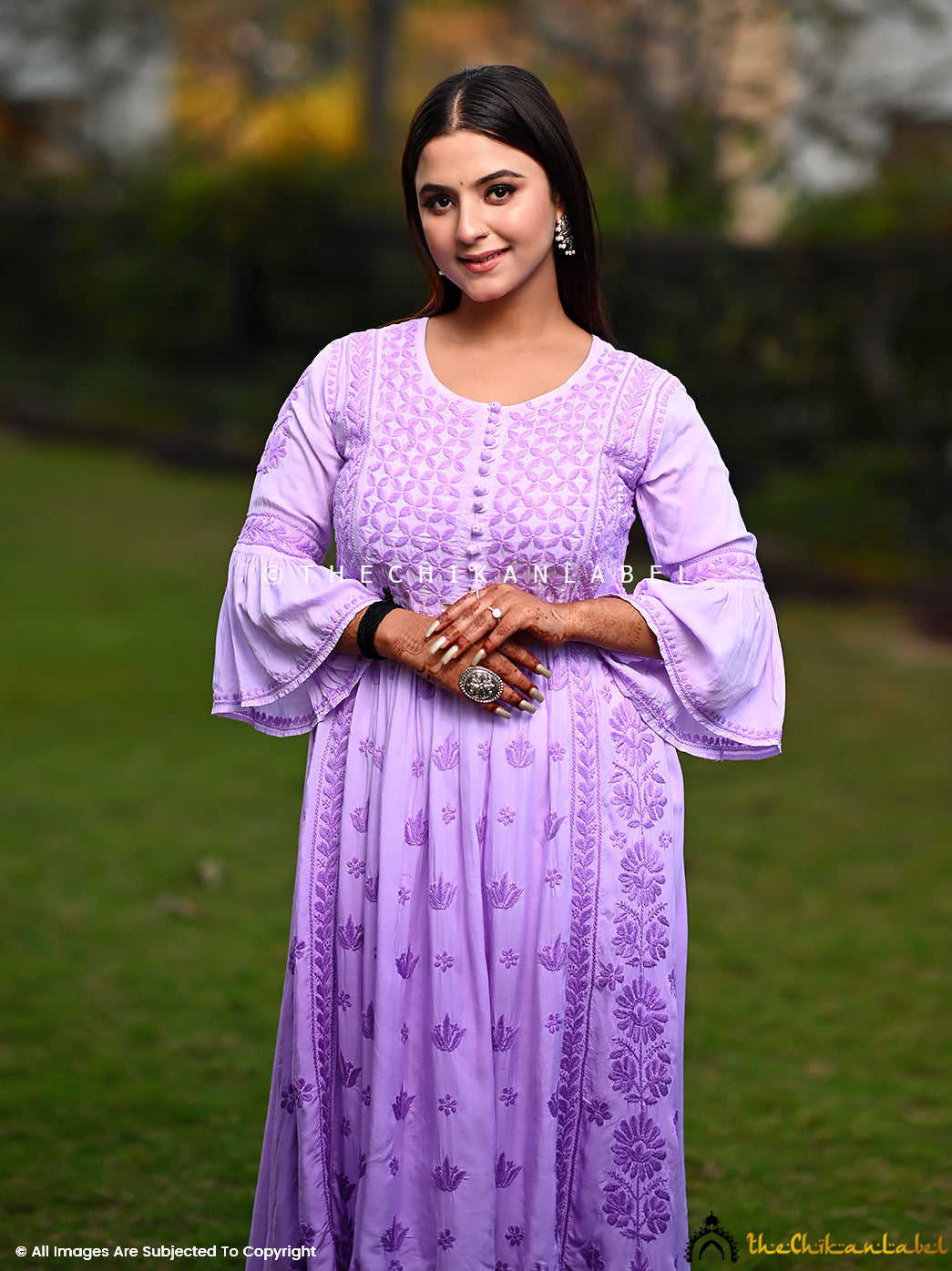Lavender Falak Modal Chikankari Anarkali ,Chikankari Anarkali in Modal Fabric For Woman