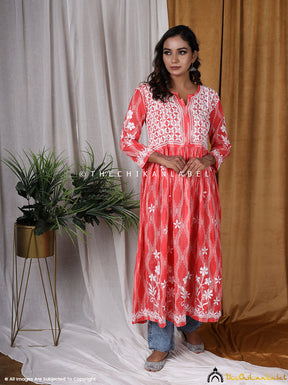 Green Mulmul Chikankari Anarkali Kurta