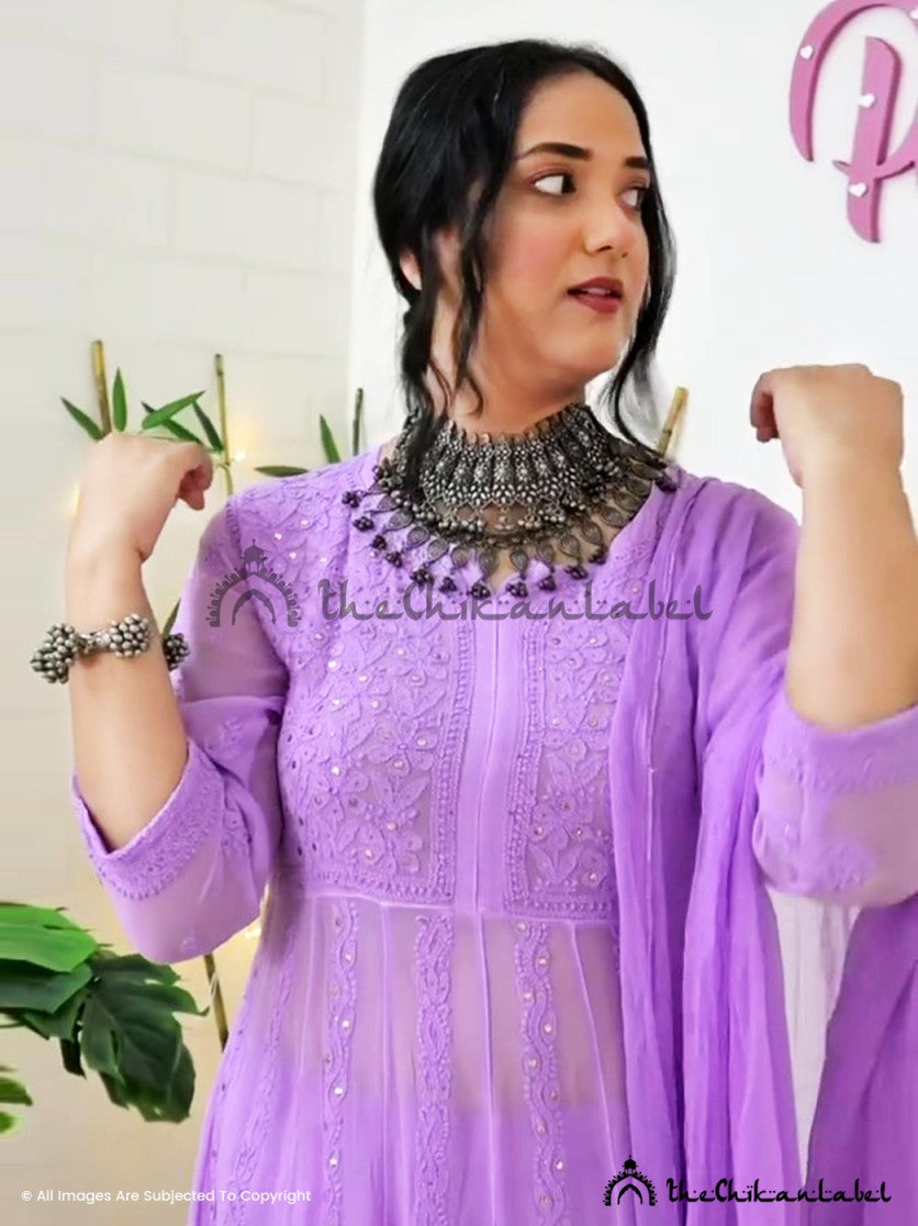 Buy chikankari kurti palazzo dupatta set online at best prices, Shop authentic Lucknow chikankari handmade kurta kurti palazzo dupatta set in viscose fabric for women 5