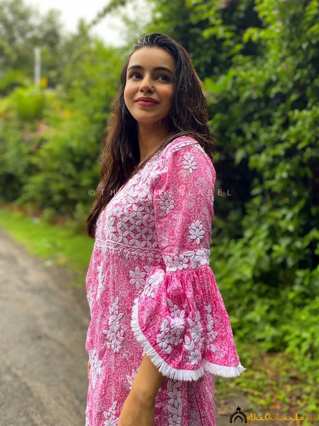 Ankita Sharma Bandhani Mulmul Chikankari Kurta Set,Chikankari Kurta Set In Mulmul Fabric For Women