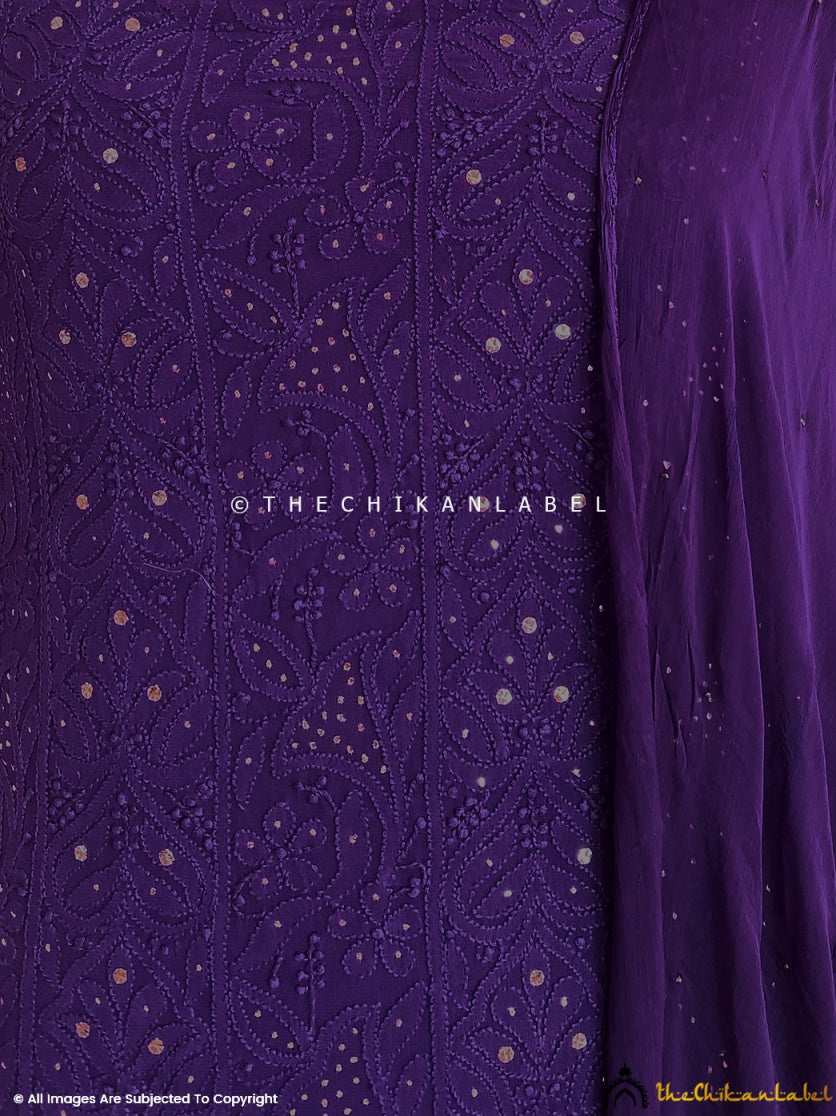 Purple Un-Stitched Mukaish Suit with Dupatta03