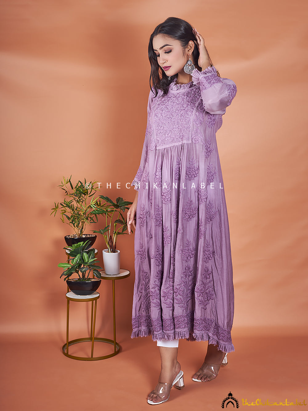 Mauve Soft Net Anarkali Anarkali main image 1