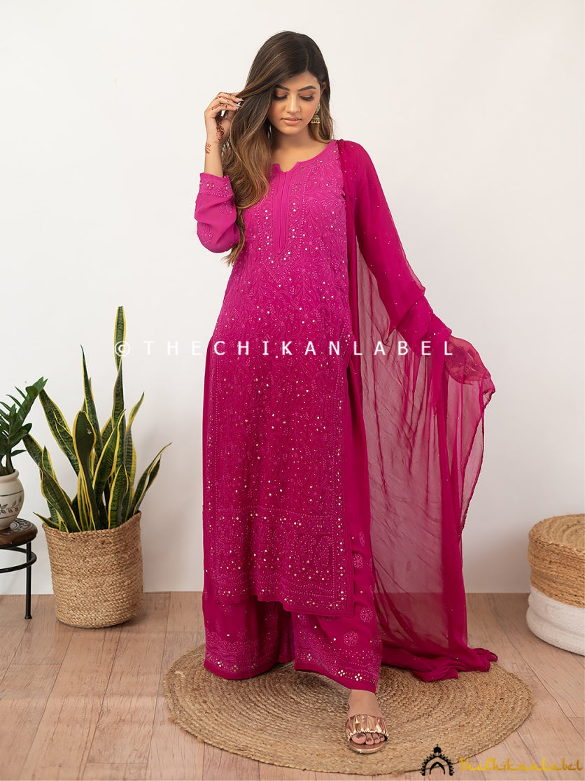 Pure Traditional look designer gown at affordable rate in pink color –  Joshindia