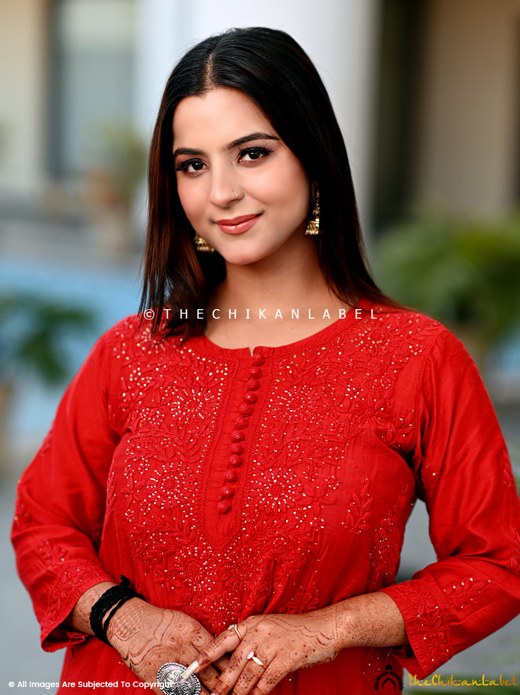 Red Aniya Chanderi Chikankari Straight Kurti ,Chikankari Straight Kurti in Chanderi Fabric For Woman