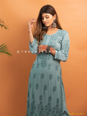 Rubina Dilaik Green Roza Modal Chikankari Kurta Set