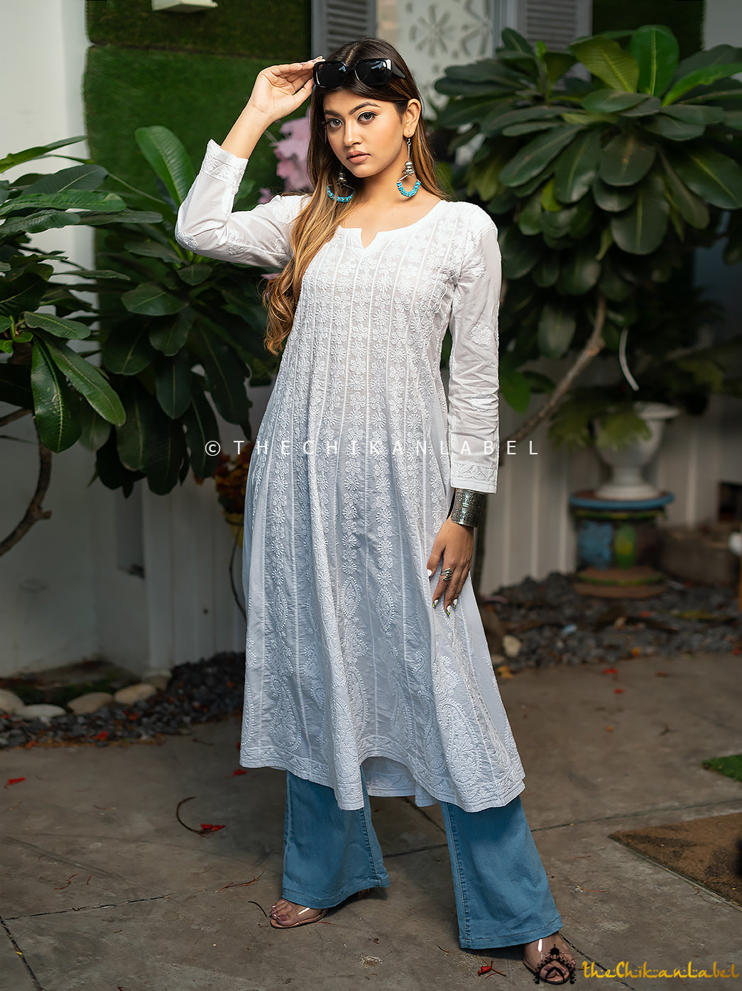 White Nayaab Cotton Chikankari Anarkali - Thechikanlabel - TheChikanLabel |  Lucknow Chikankari Kurtis & Suits