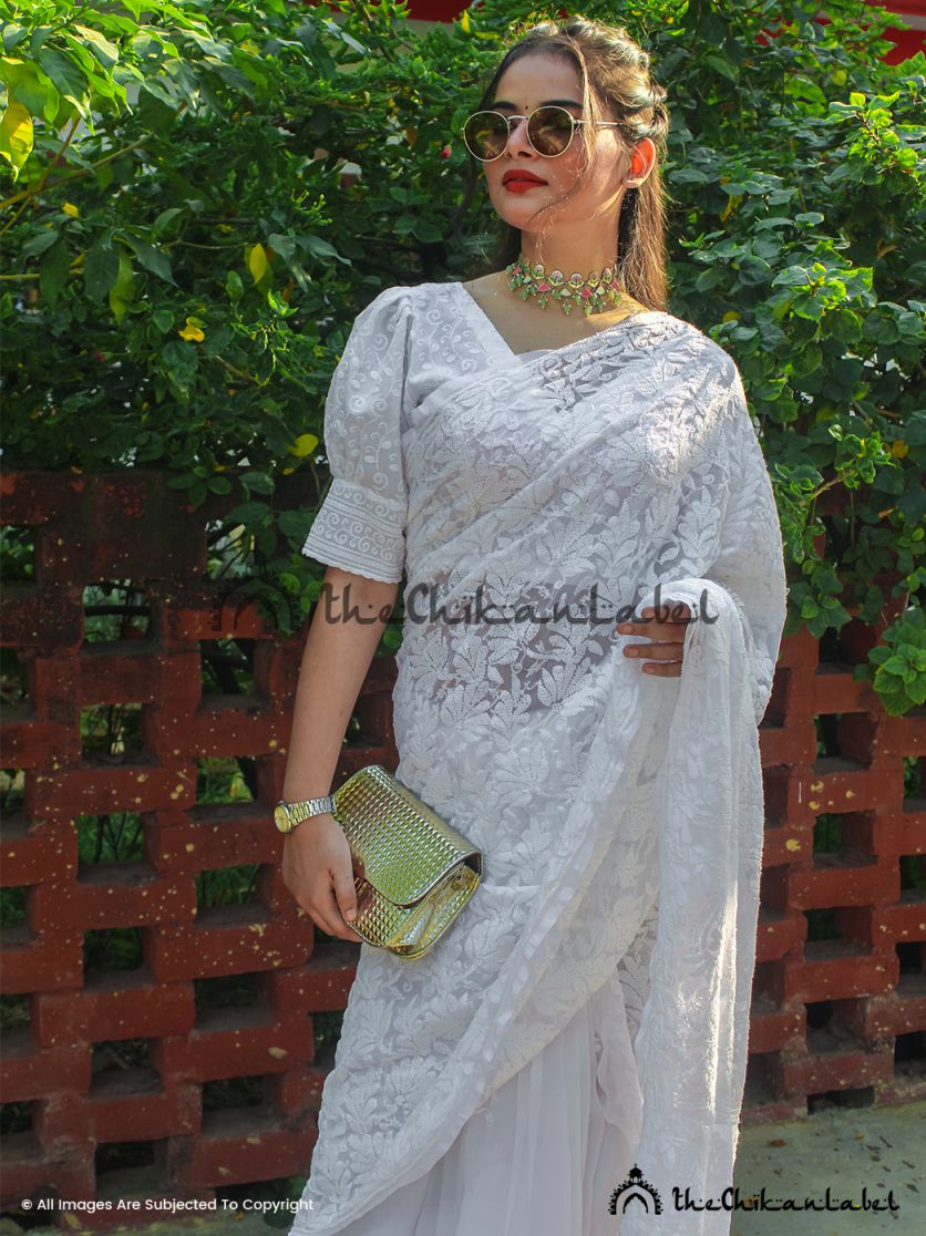 Wine Heer Viscose Chikankari Saree - Thechikanlabel - TheChikanLabel |  Lucknow Chikankari Kurtis & Suits