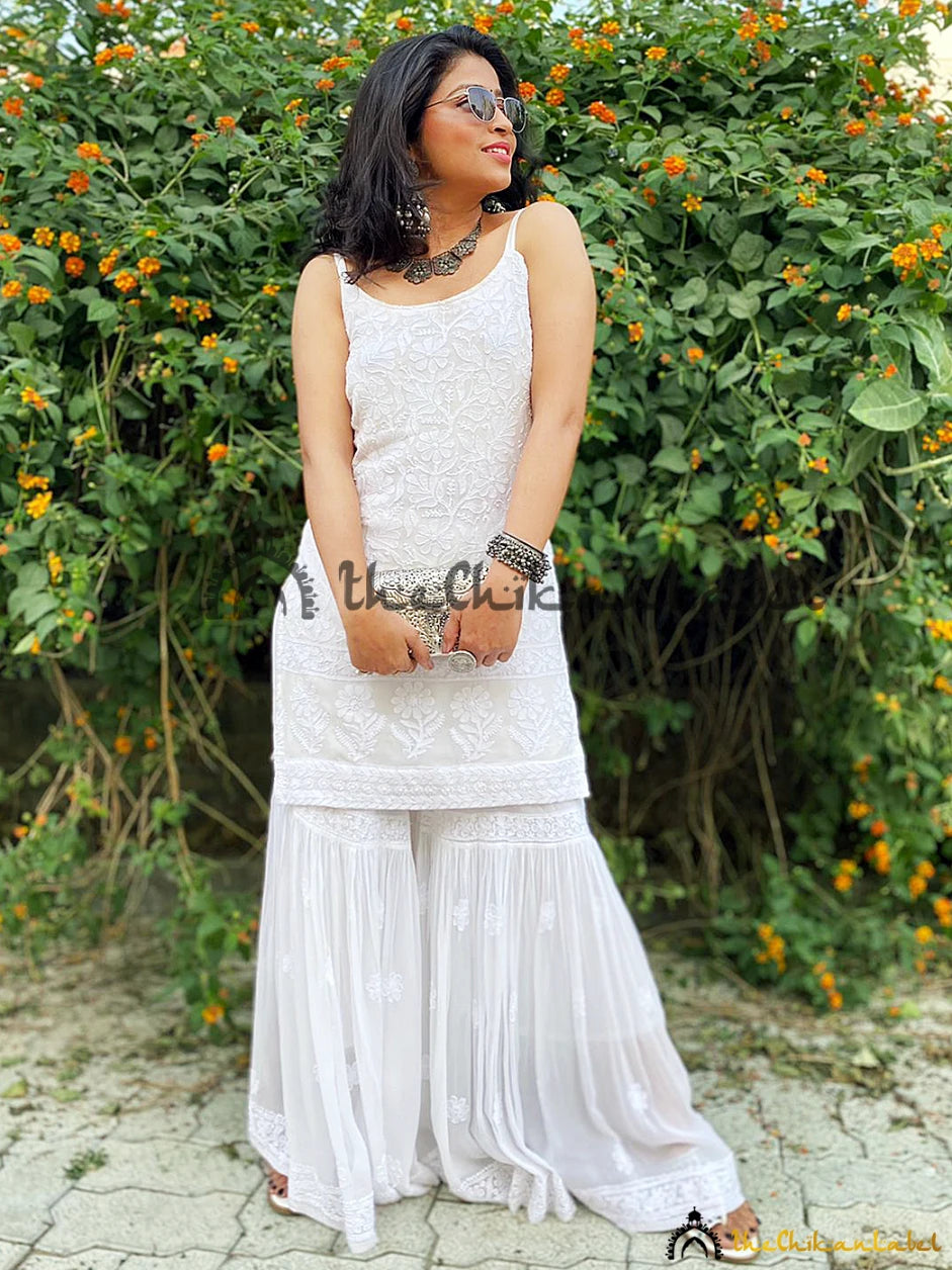 Ada Lucknow Chikankari Cotton Kurta for Women Hand Embroidered Tunic Kurti  A332395 White (XS) : Amazon.in: Fashion