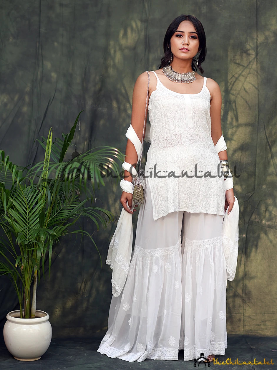 Buy Ada Hand Embroidered White Linen Lucknowi Chikankari Short Kurti  A911233 Online at Best Prices in India - JioMart.