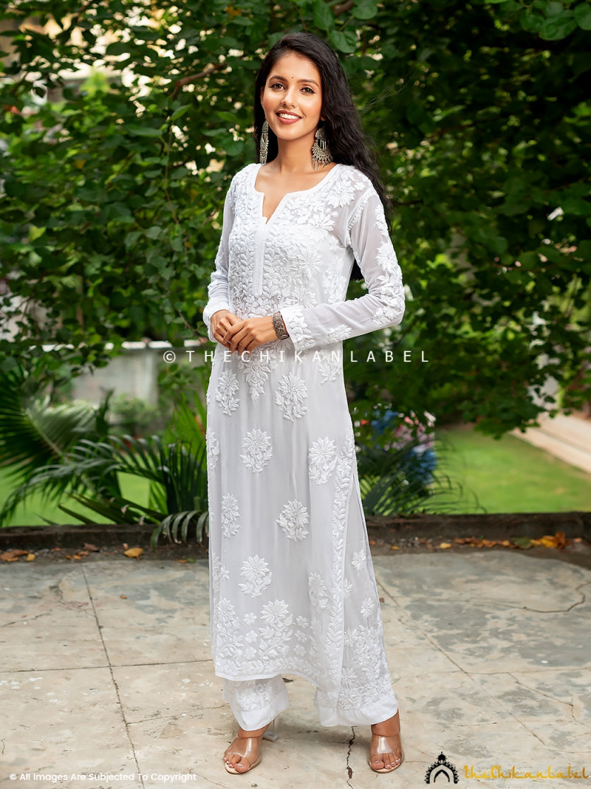 Buy FLYEVERYTIME White Rose Women Primum Chikan Kurta Digain 10 (Size XL)  Online at Best Prices in India - JioMart.