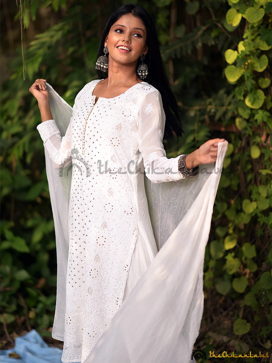 Buy Nibs Tog White Georgette Chikankari Kurta for Women With Free Matching  Inner, Indian Ethnic Clothing Front Open Style Kurti Online in India - Etsy  | Spring outfits casual, Ethnic wear designer,